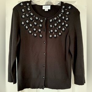 LOFT Black Beaded Cardigan
